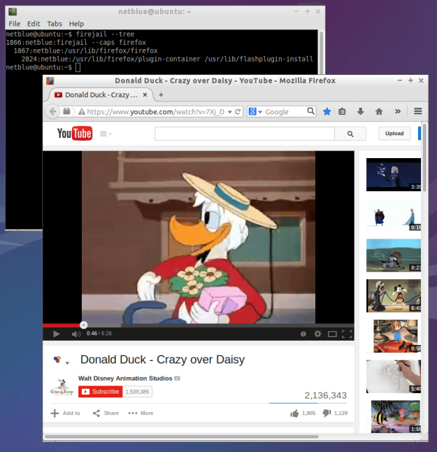 Firefox browser running in a Firejail sandbox